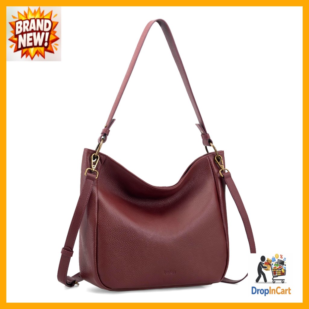 Genuine Leather Hobo Crossbody Bag Vintage Soft Shoulder Purse Detachable Straps